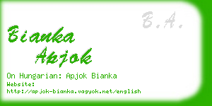 bianka apjok business card